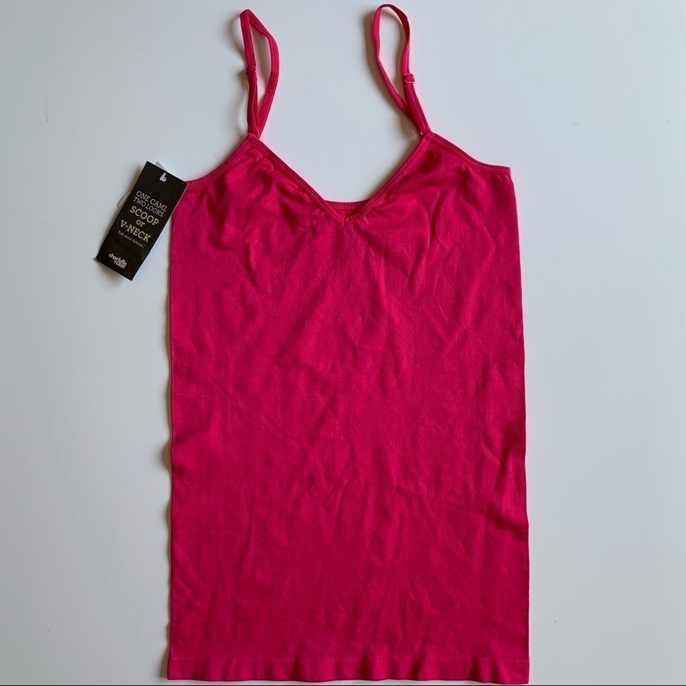 💸Charlotte Russe Fuchsia Reversible Basic Tank Top Size S/M - Picture 2 of 7